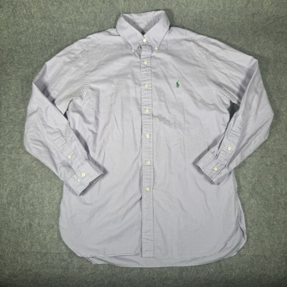 Polo Ralph Lauren Shirt Men's 16 32/33 Purple White Classic Fit Regent